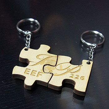 原木拼圖鑰匙圈組